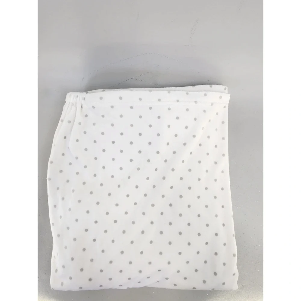 Pottery Barn Kids Fitted Crib Sheet One Size White Gray Polka Dot Soft Flannel
